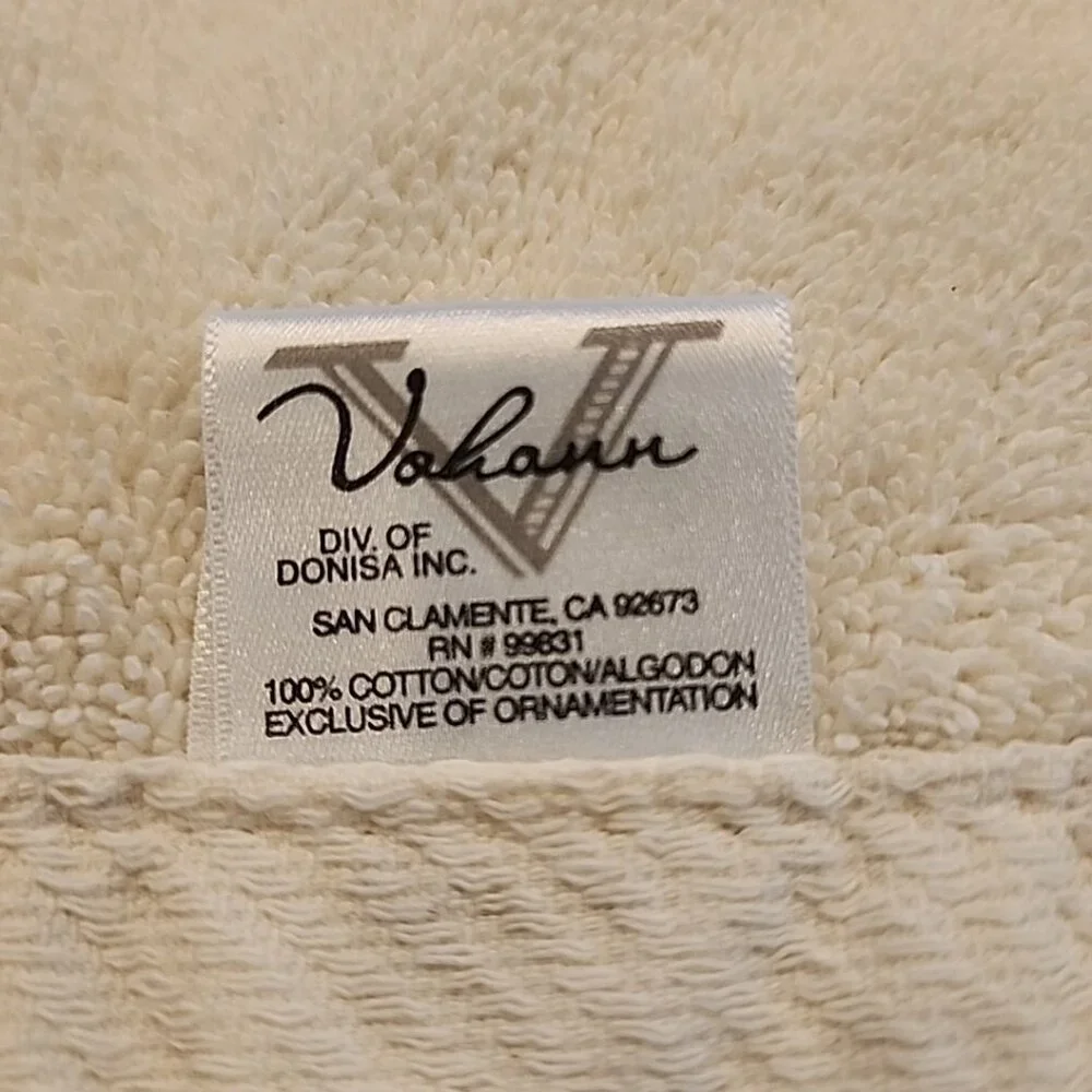 VOHANN EMBROIDERED SOUTHWESTERN AZTEC Cream GOLD Bath TOWELS SET Of 2 46x21 USA